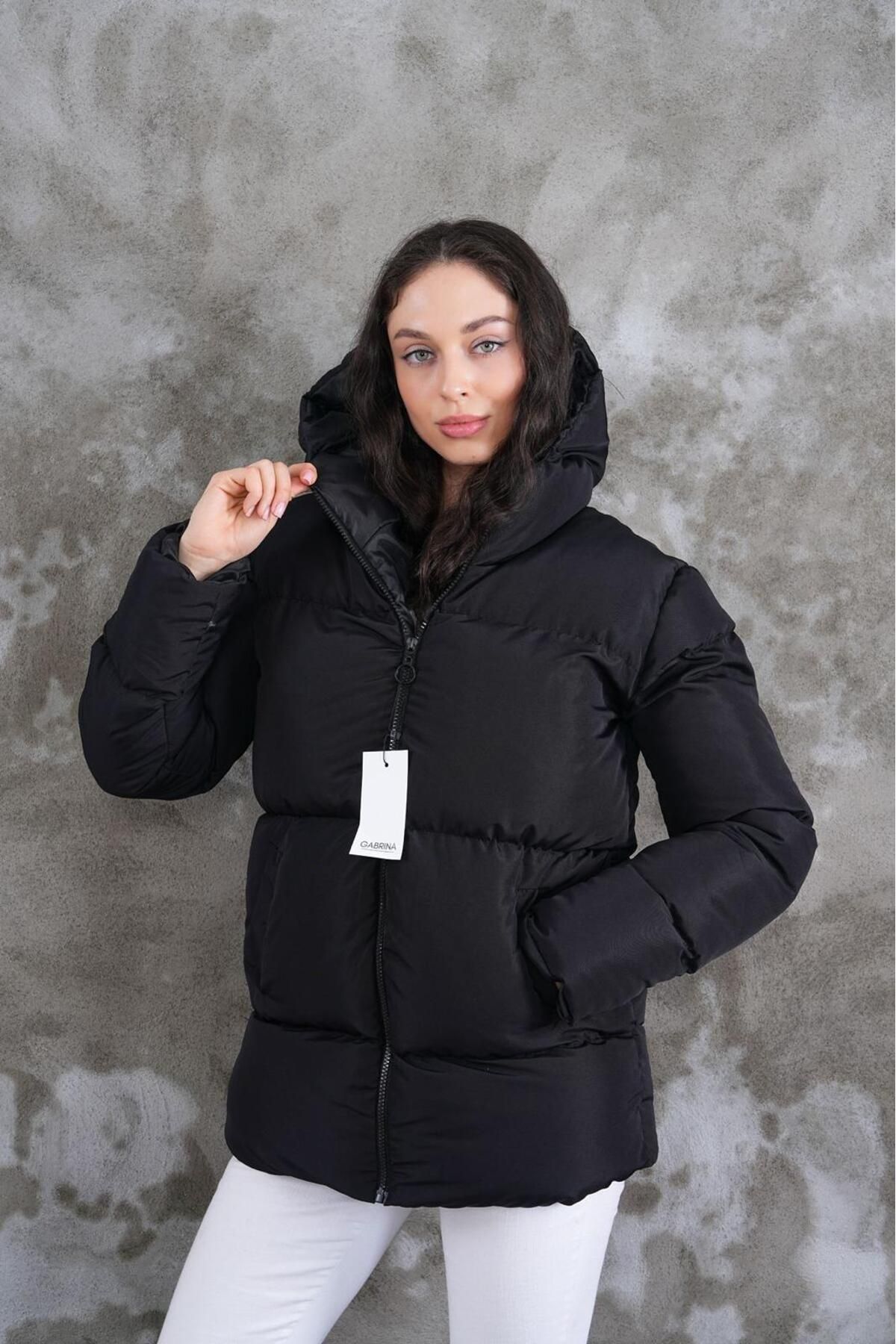 Şişme mont kapüşonlu trend 